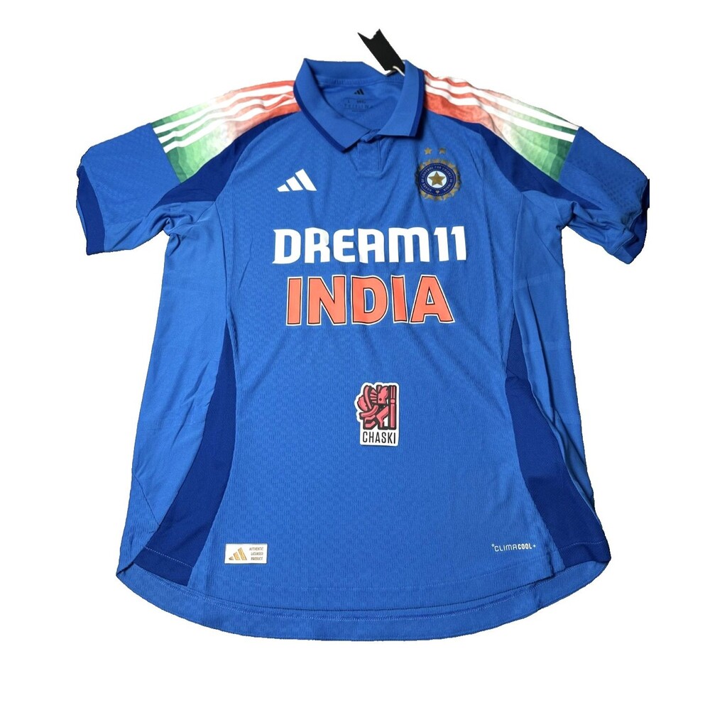 Adidas Dream 11 India Cricket KC3746 Jersey Blue & Orange Men's Large NEW